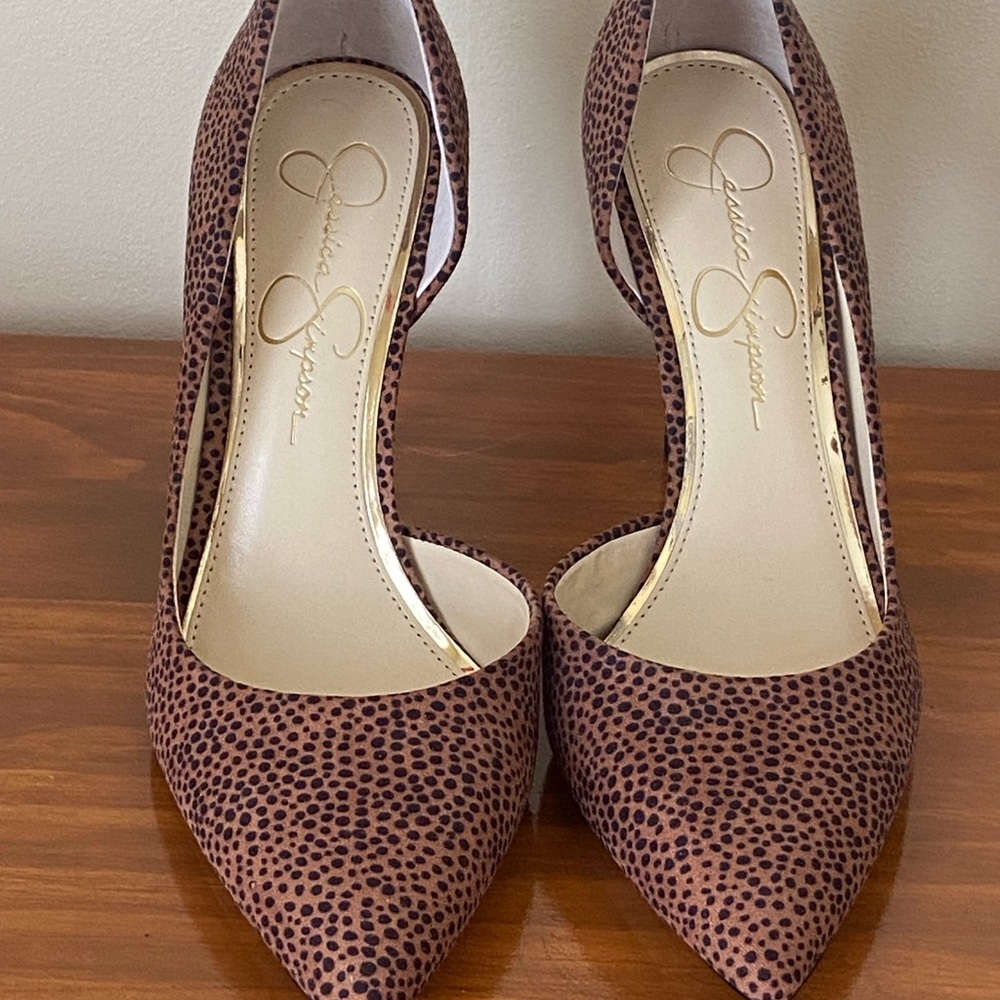 Jessica Simpson Brown Heels with Crystal Embellishments